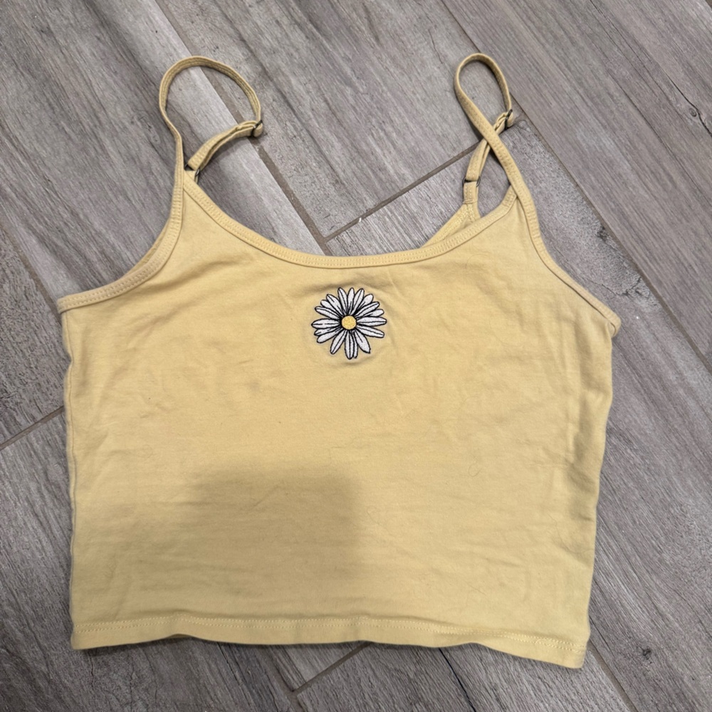 Light Yellow Hollister Embroidered Tank Top